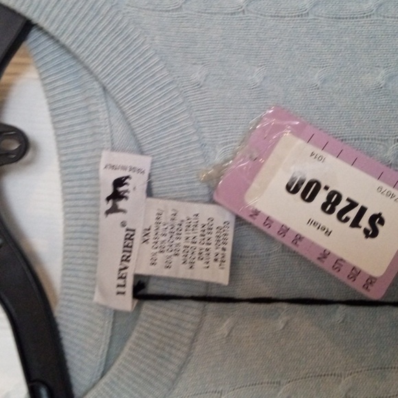 NWT Levrier Cashmere silk sweater XXL blue cable knit sweater Vintage - Picture 2 of 4